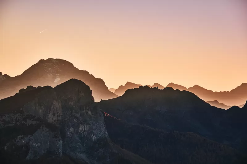 Giau Pass, Mountain range, Dolomites, Sunrise, Landscape, Italy, 5K wallpaper