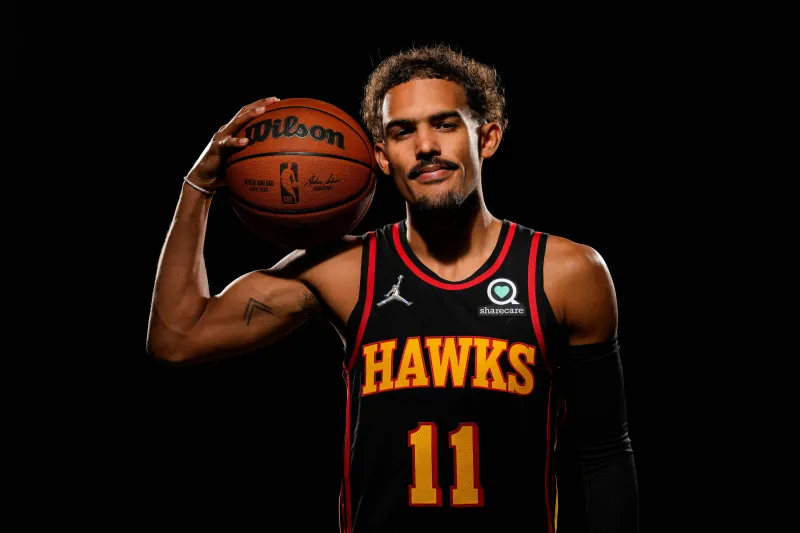 Trae Young QHD Wallpaper, 2K, Black background