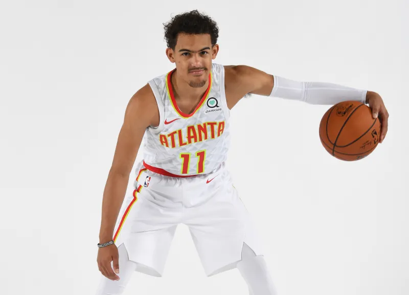 Trae Young 4K Wallpaper, White background