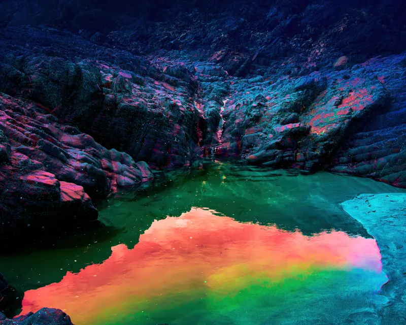 Cliff Infrared Photography, Neon, Landscape wallpaper
