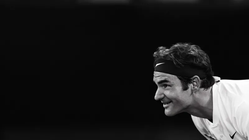 Roger Federer 4K Wallpaper, Black background