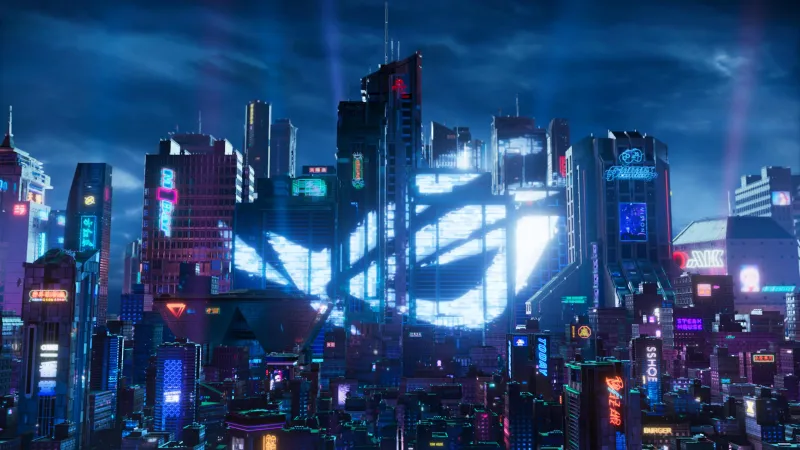 ASUS ROG, Futuristic city, Cyberpunk 4K wallpaper