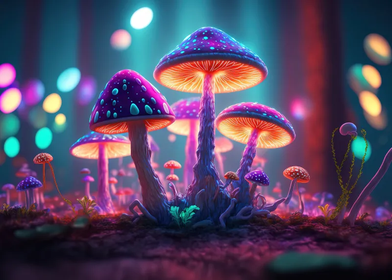 Mushrooms AI 4K wallpaper