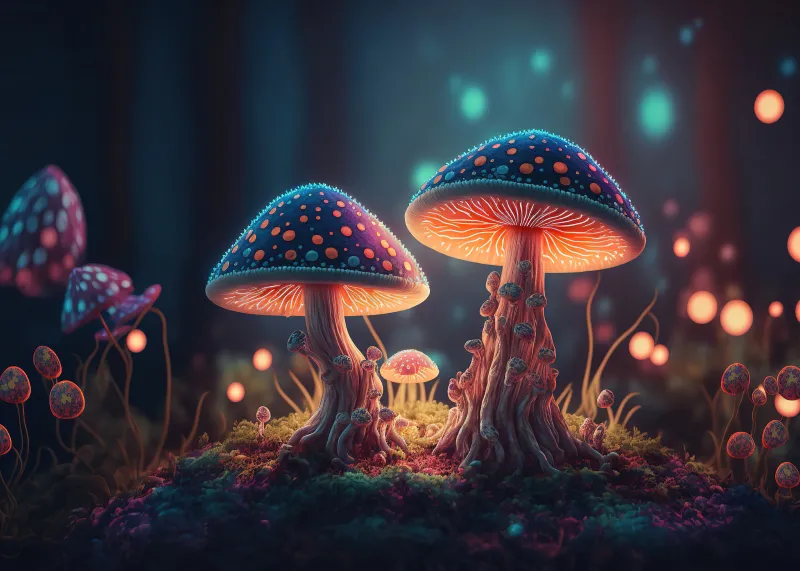 Mushrooms in the forest 4K