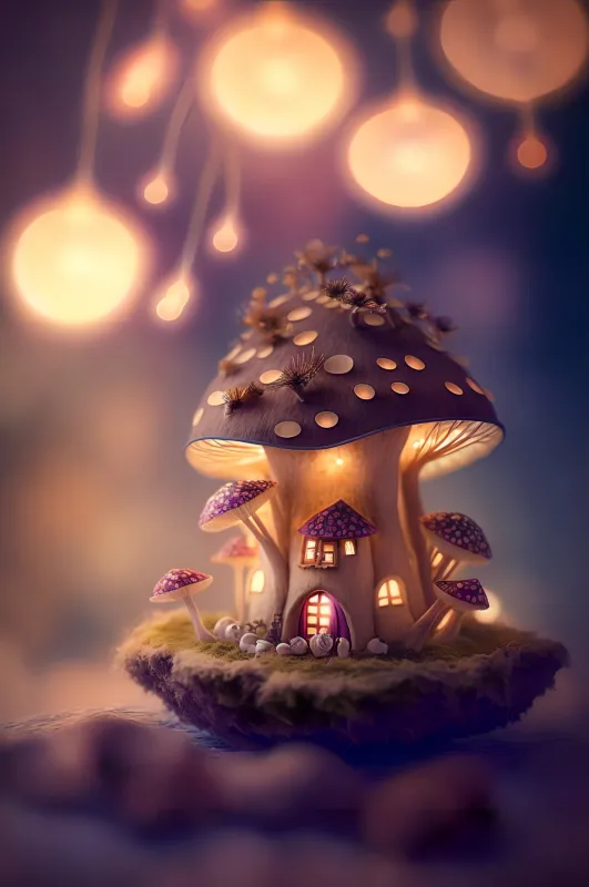 Mushroom house Phone wallpaper