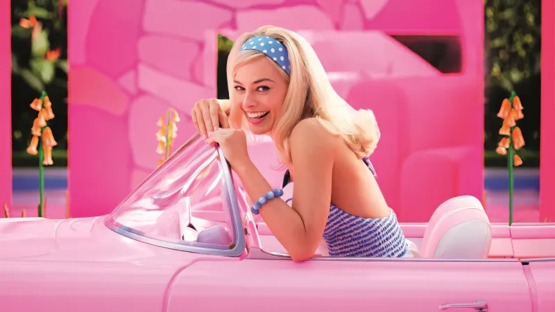 Margot Robbie as Barbie, Barbie, 5K, 2023 Movies, Pink