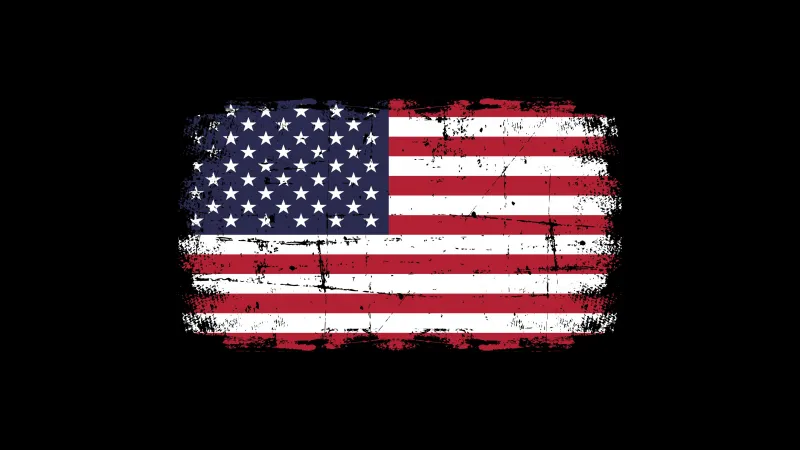 USA Flag wallpaper 4K, Black background