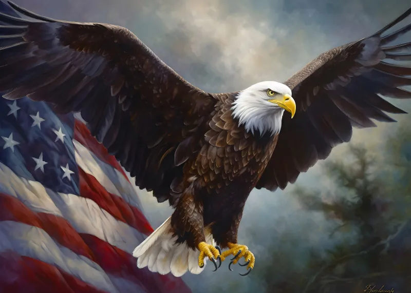 USA Flag Bald eagle 4K wallpaper