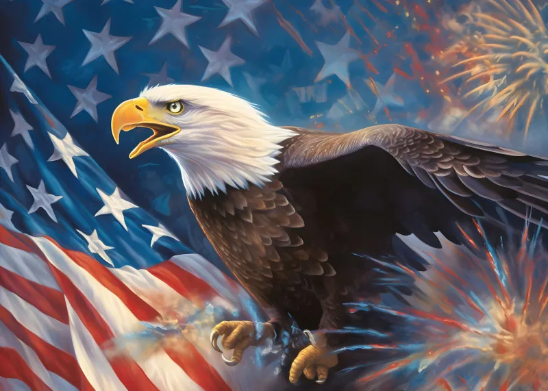 Bald eagle USA Flag, 4K wallpaper
