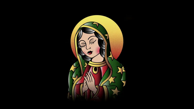 Virgen De Guadalupe 4K wallpaper, Black background