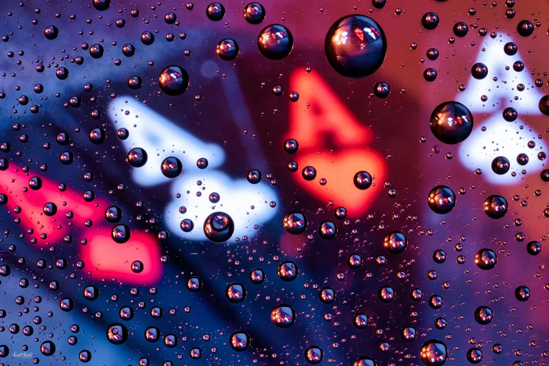 Water droplets, Glass, Macro, 5K background
