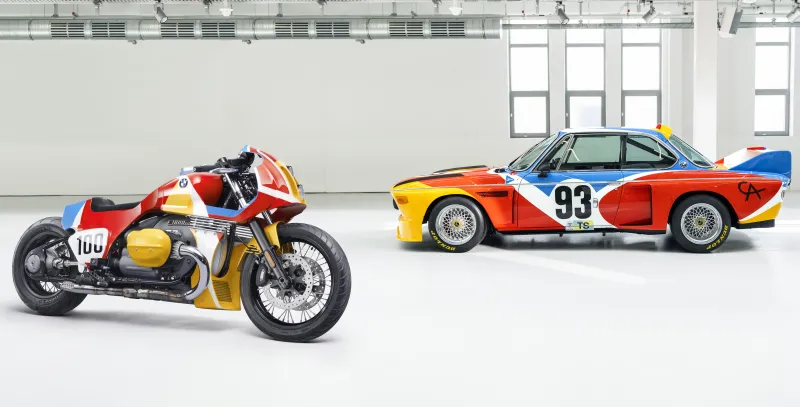 BMW 3.0 CSL Art Car and R 18 Art Bike wallpaper, Alexander Calder, Colorful