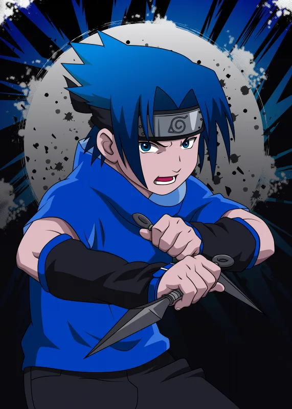 Sasuke Uchiha 4K, Cartoon, Naruto, Illustration