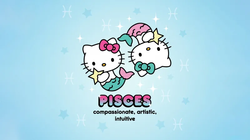 Pisces, Hello Kitty, Zodiac sign, Artistic, 5K