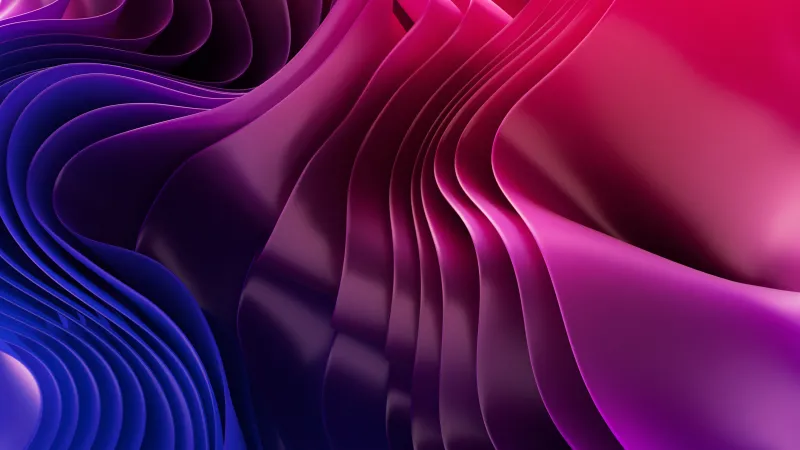 Colorful 3D waves, Pink and purple, Abstract, 4K wallpaper