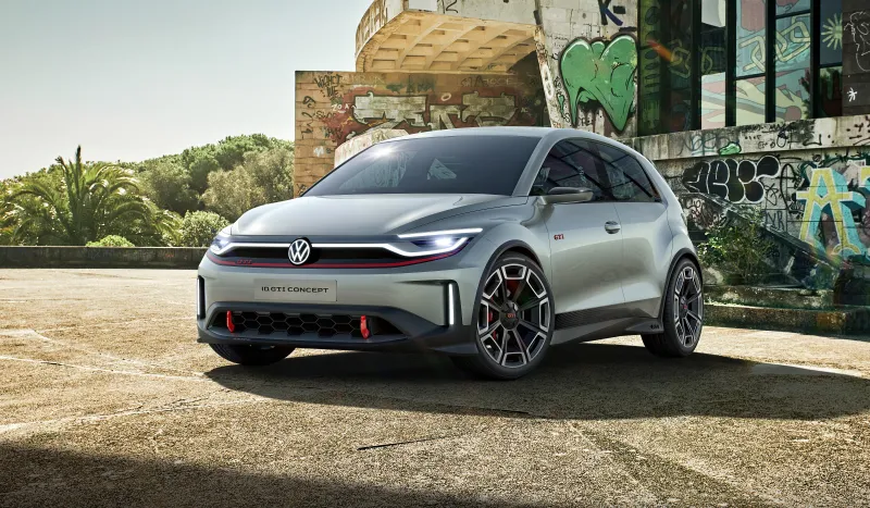 Volkswagen ID. GTI Concept, Silver electric hot hatch, Graffiti, 2023, 8K wallpaper