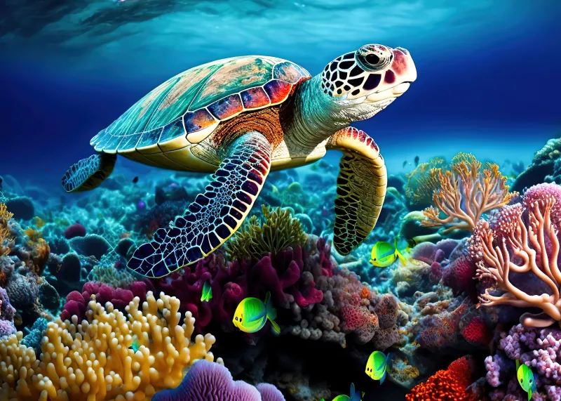 Sea turtle AI wallpaper