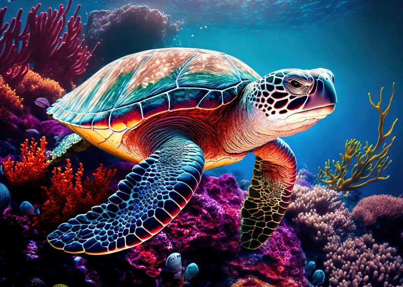 Sea turtle, AI generated wallpaper