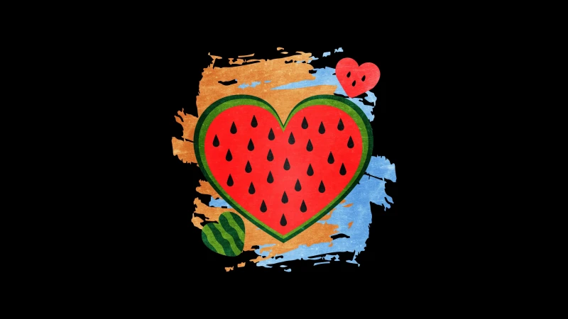 Watermelon heart, AMOLED 4K wallpaper