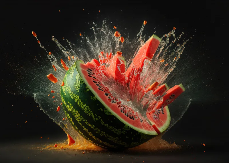 Watermelon splash, 4K wallpaper