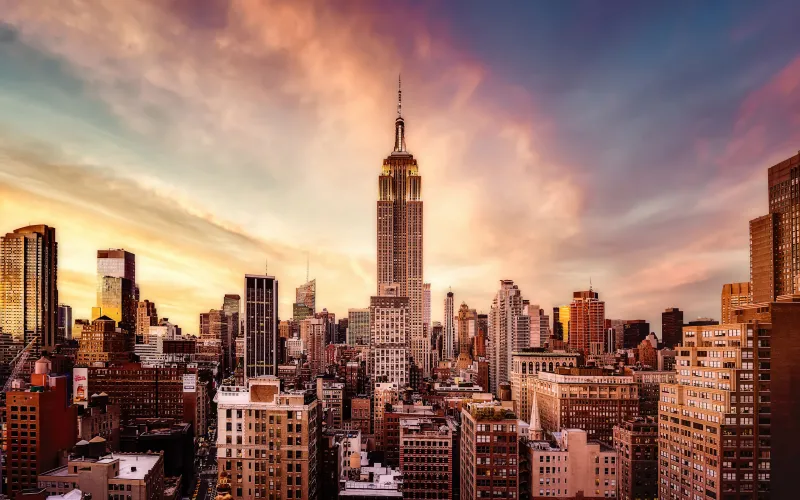 Empire State Building 4K wallpaper, Midtown Manhattan, Fifth Avenue