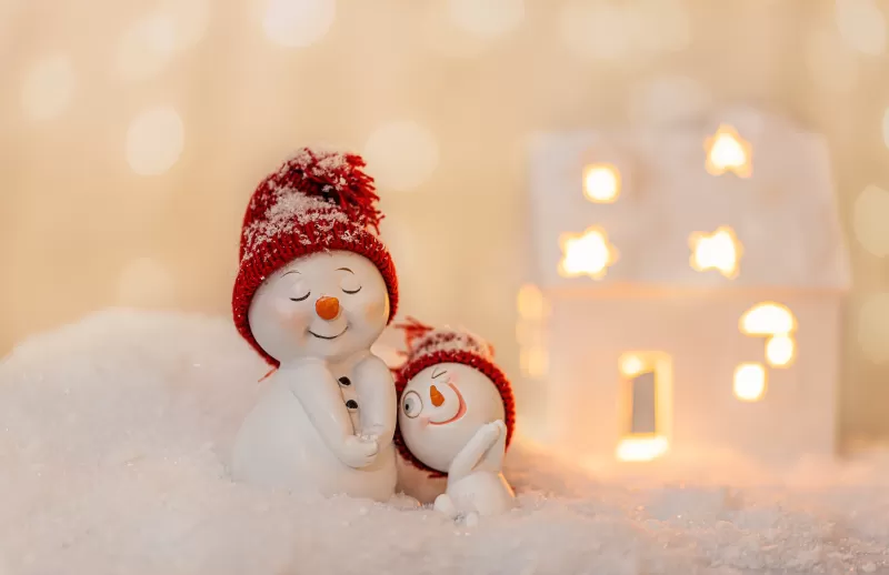 Snowmen, Cute Christmas, Decoration, Christmas Eve, Happy, Snow, Cute expressions, 5K