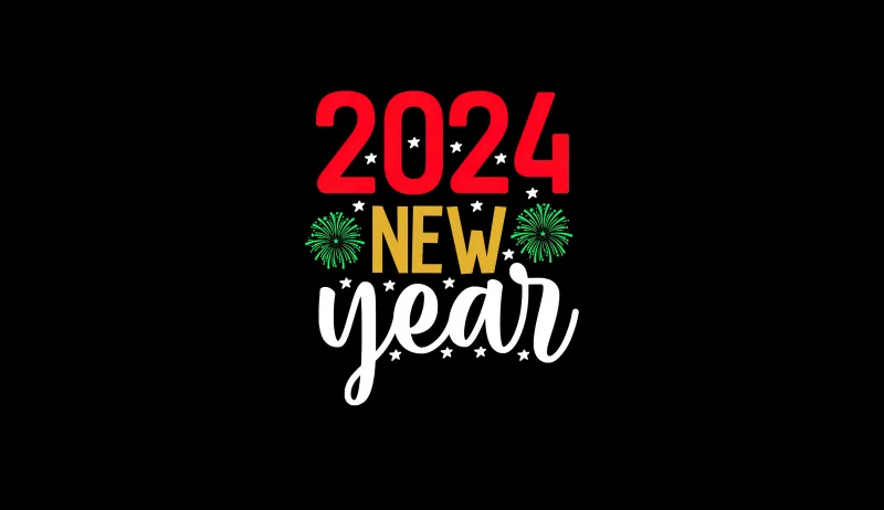 2024 New Year wallpaper, AMOLED 4K wallpaper, Black background
