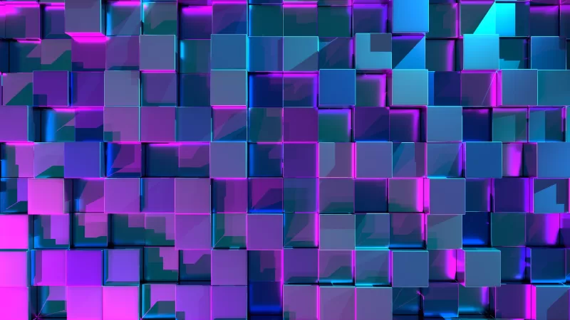 3D cubes, Geometric, Neon, 3D background
