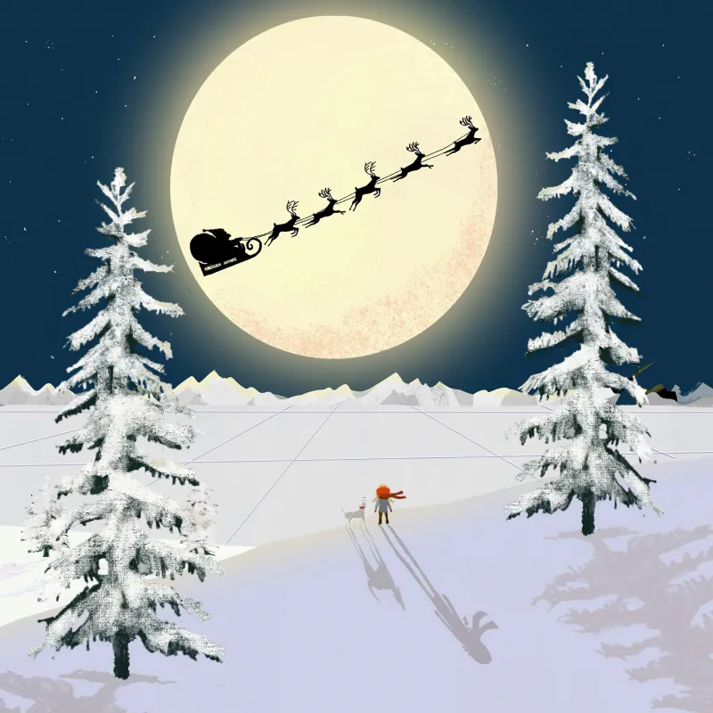 Santa Claus chariot, Winter, HD iPad wallpaper