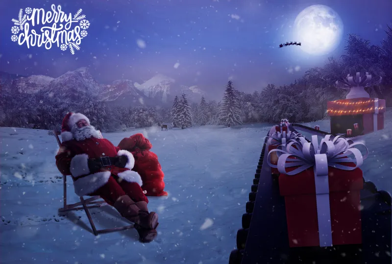 Santa Claus gifts, 4K wallpaper