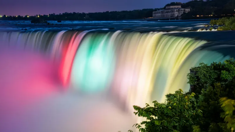 Niagara Falls Wallpaper, Night, Rainbow colors