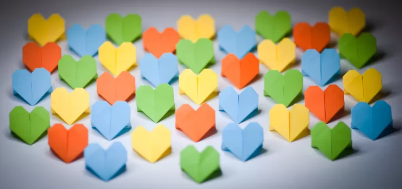 Love hearts, Paper crafts, Colorful hearts, Origami