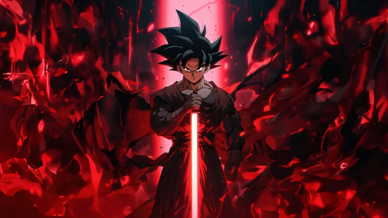Goku Black, Super Saiyan Rose, Lightsaber, Red, 5K