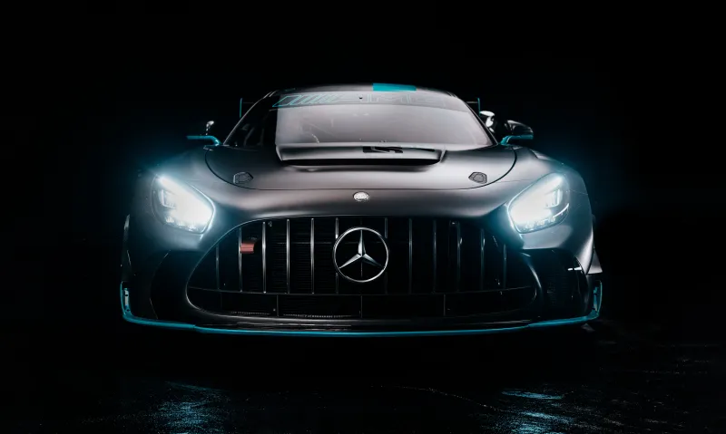 Mercedes-AMG GT2 PRO, Race cars, 5K, Dark aesthetic, Black background