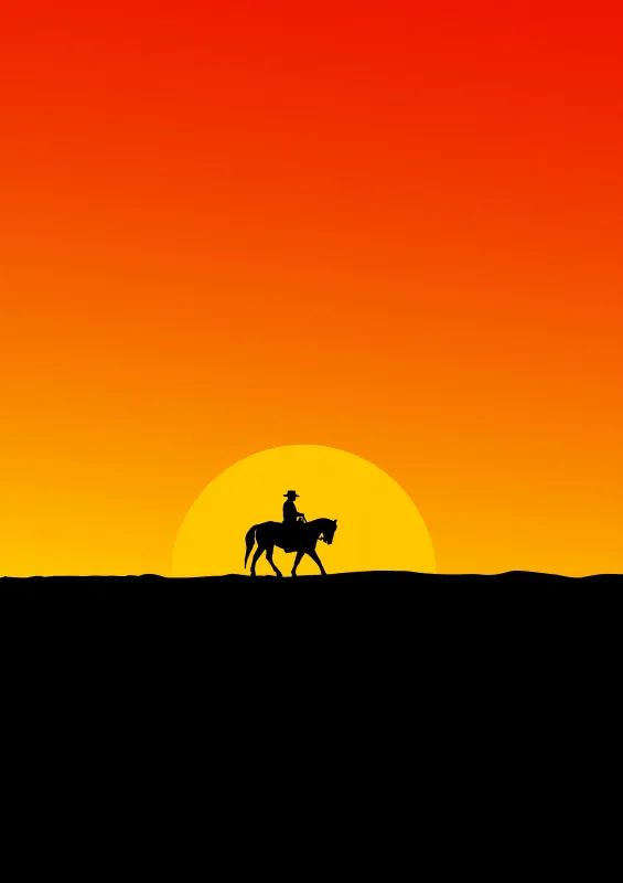 Cowboy iPhone wallpaper, Silhouette, Western, Sunset