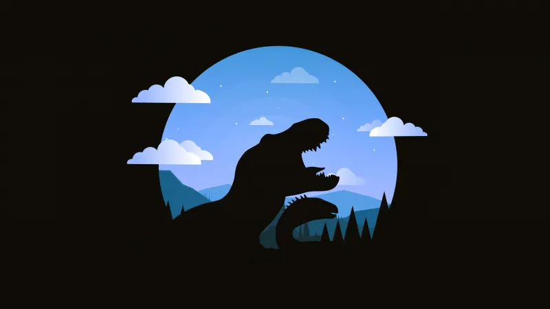 Dinosaur, Silhouette, AMOLED wallpaper 5K