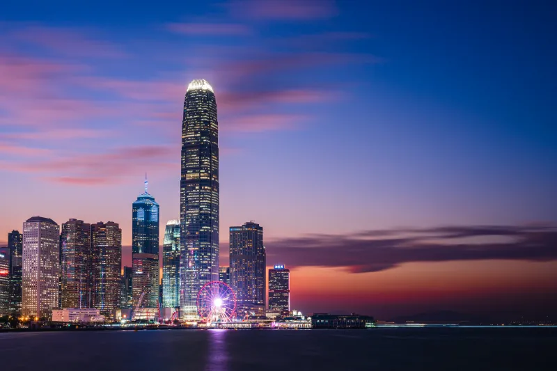 Hong Kong skyline, IFC tower, Victoria Harbour, 5K wallpaper