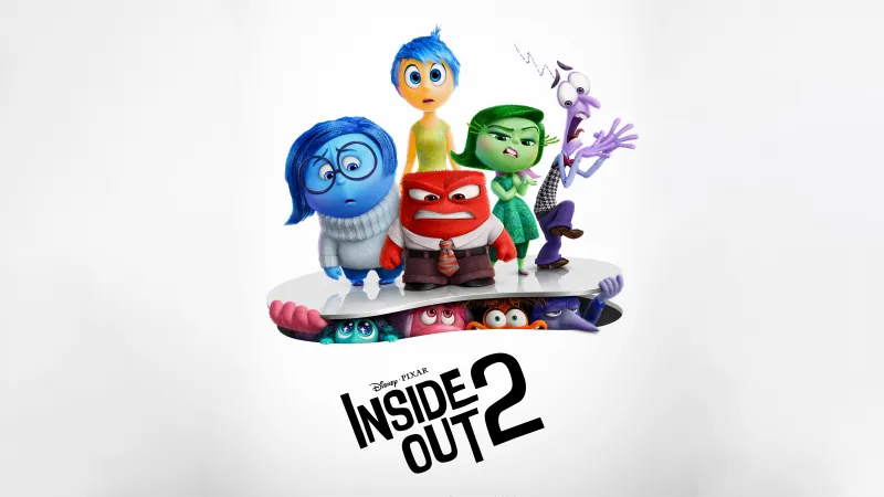 Inside Out 2, 2024 Movies, Animation movies, Pixar movies, 5K, 8K, White background