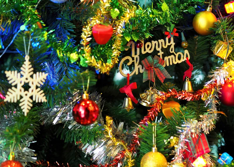 Merry Christmas, Christmas tree decoration, 4k background