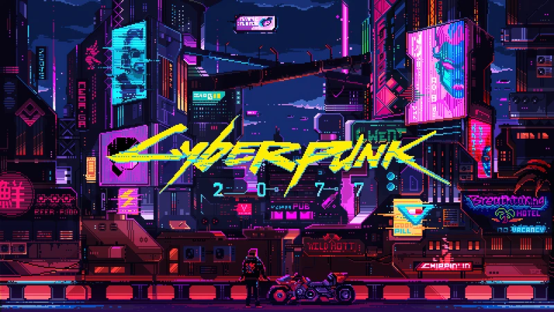 Cyberpunk 2077 8 bit Retro Artwork, Pixel art