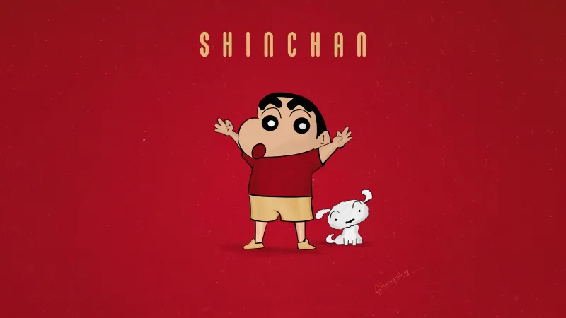 Shinchan and Shiro, 5K wallpaper