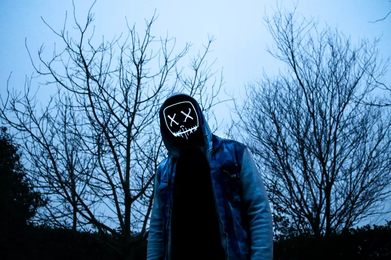 Man, LED mask, Dope, Evening, Anonymous, Hoodie, 5K