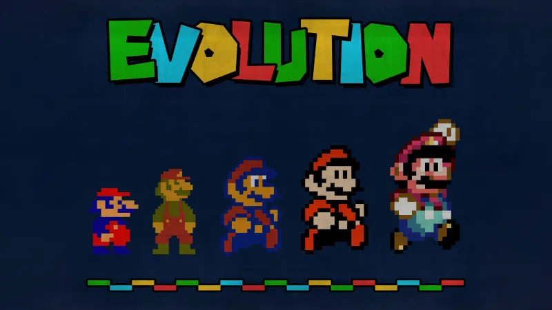 Mario Evolution, Retro, 5K background