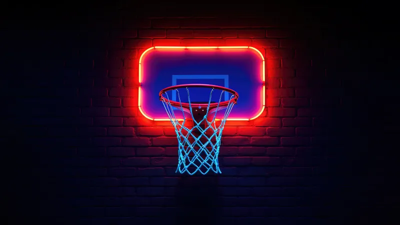 Basketball Backboard 5K wallpaper, Neon, Dark aesthetic