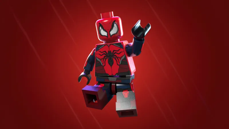 Spider Man, LEGO Fortnite, 5K background, Red