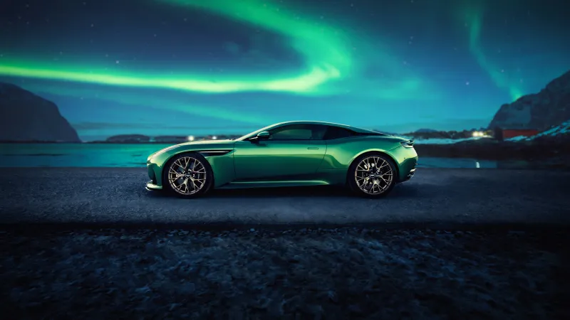 Aston Martin DB12, Luxury sports car, 5K wallpaper, Aurora Borealis