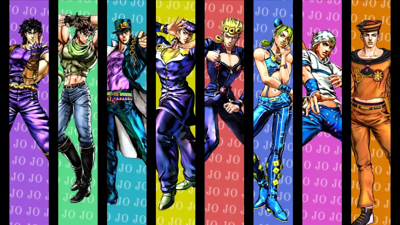 JoJo's Bizarre Adventure, Jonathan Joestar, Joseph Joestar, Jotaro Kujo, Josuke Higashikata, Giorno Giovanna, Jolyne Cujoh, Johnny Joestar