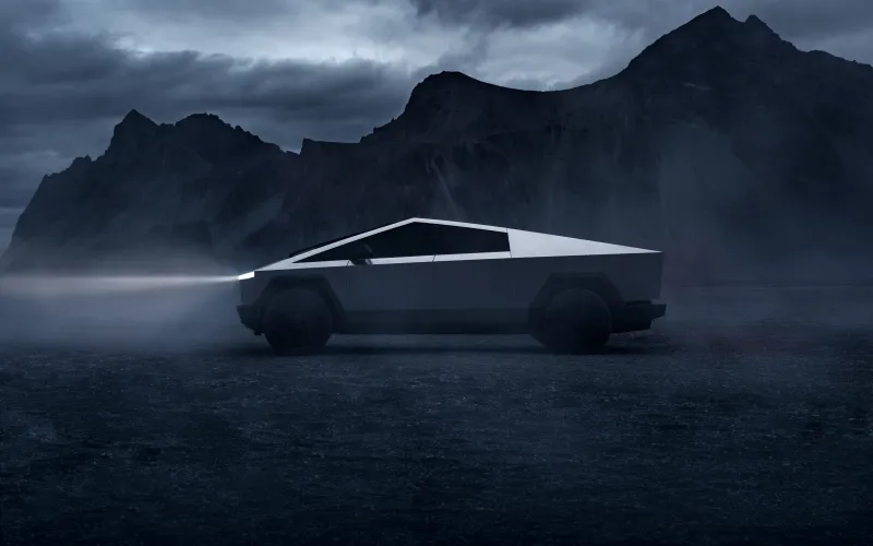 Tesla Cybertruck, 2023, Night, Caves, Electric pickup
