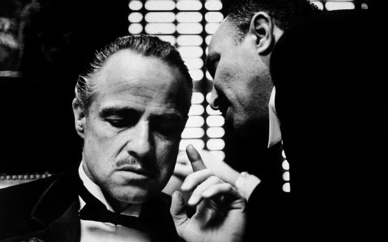 The Godfather, Marlon Brando as Vito Corleone, Desktop wallpaper, Black and White