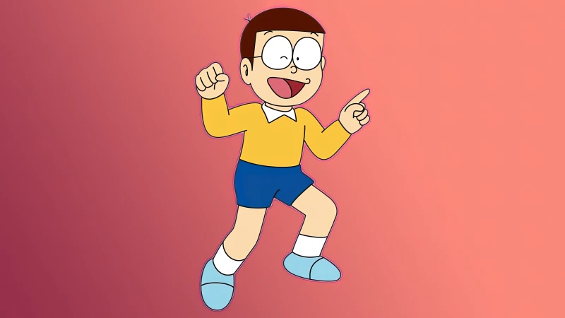 Nobita in Doraemon, Desktop background 5K